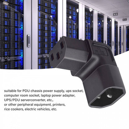 IEC Male C14 to Down Right Angled 90 Degree IEC Female C13 Power Extension Adapter AC Converter PW-031-DN