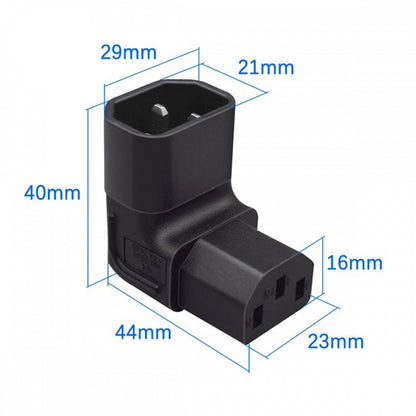 IEC Male C14 to Down Right Angled 90 Degree IEC Female C13 Power Extension Adapter AC Converter PW-031-DN