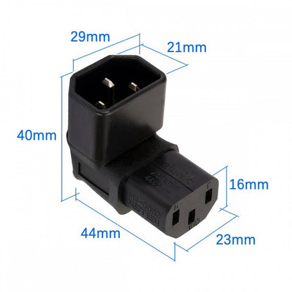 IEC Male C14 to Up Direction Right Angled 90 Degree IEC Female C13 Power Extension Adapter AC Convertor PW-031-UP