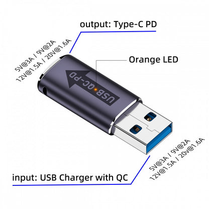 2pcs/lot USB 2.0 A Male QC to PD USB-C Type C Female 5Gbps Data Power Adapter for Laptop Tablet Phone UC-167-QC