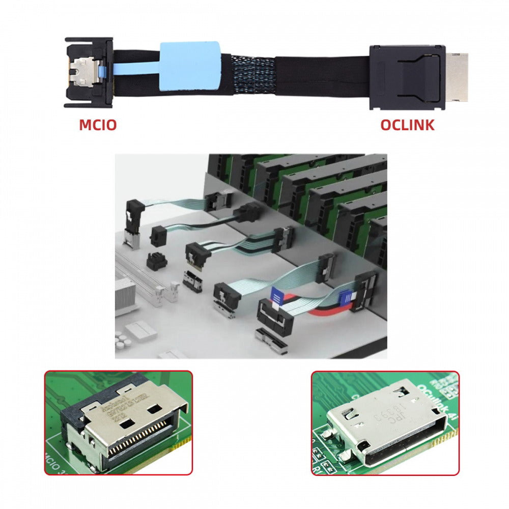 PCI-E 5.0 Mini Cool Edge IO MCIO PCI-E 4i 38Pin Male to SFF-8611 Oculink 4X Extender Cable 50cm SF-077
