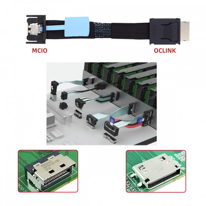 PCI-E 5.0 Mini Cool Edge IO MCIO PCI-E 4i 38Pin Male to SFF-8611 Oculink 4X Extender Cable 50cm SF-077