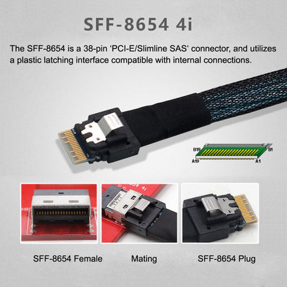 PCI-E 5.0 Mini Cool Edge IO MCIO PCI-E 4i 38Pin Male to SFF-8654 Slimline 4X Extender Cable 50cm SF-078