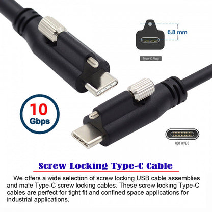 USB 3.1 Type-C Locking to Locking USB-C Data Power Cable for Camera With Single Panel Mount Screw Connector UC-047-1.2M