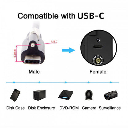 USB 3.1 Type-C Locking to Locking USB-C Data Power Cable for Camera With Single Panel Mount Screw Connector UC-047-1.2M