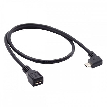 90 Degree Left Angled Micro USB 2.0 Male to Female Cable for Phone Extension 0.5m U2-096-LE