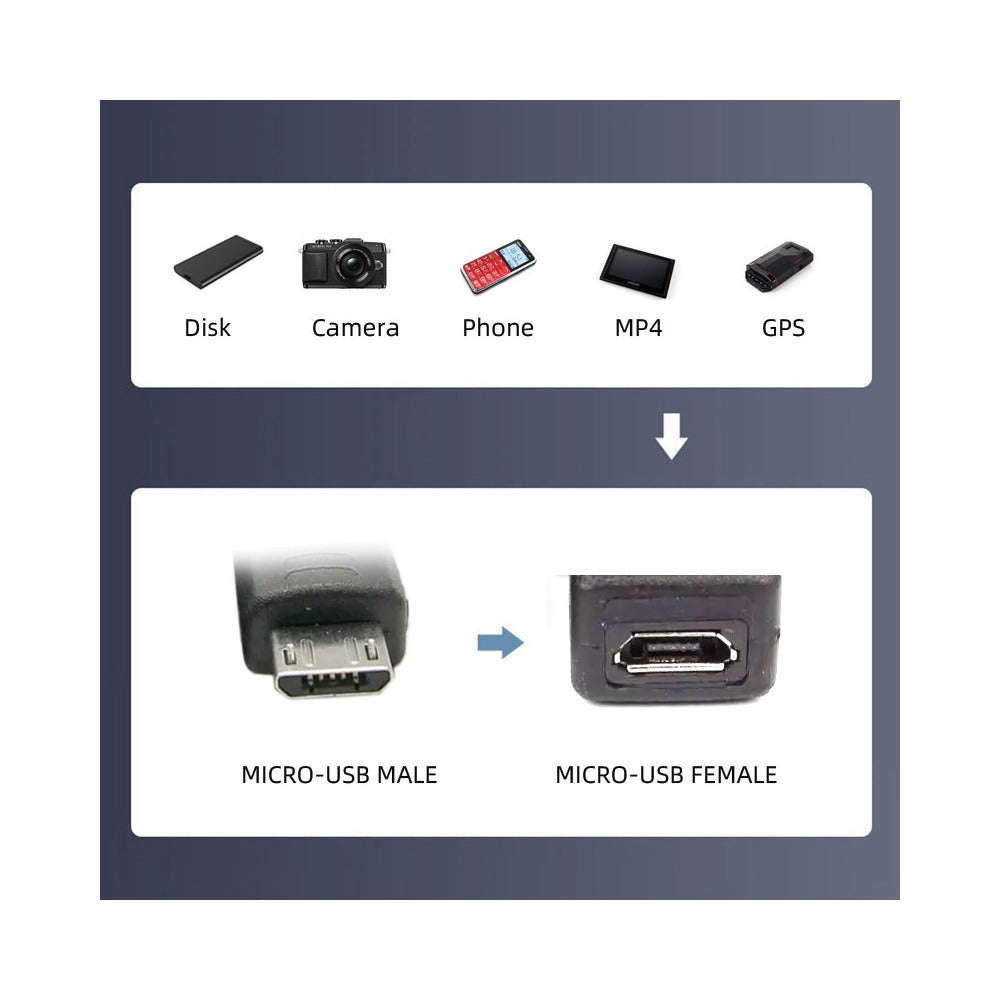 90 Degree Left Angled Micro USB 2.0 Male to Female Cable for Phone Extension 0.5m U2-096-LE
