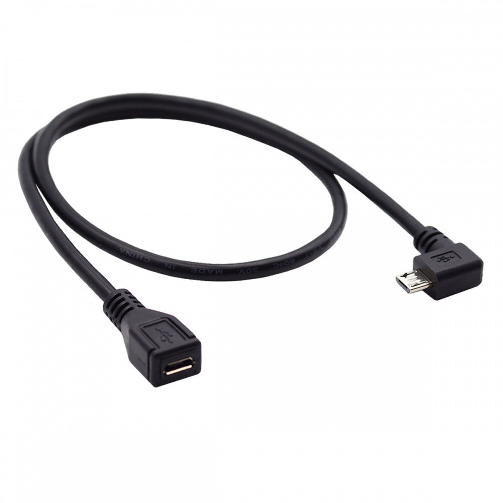 Micro USB 2.0 90 Degree Right Angled Male to Female Tablet Phone Extension Cable 50cm U2-096-RI