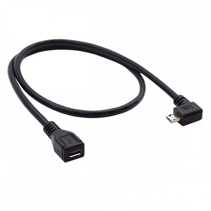 Micro USB 2.0 90 Degree Right Angled Male to Female Tablet Phone Extension Cable 50cm U2-096-RI