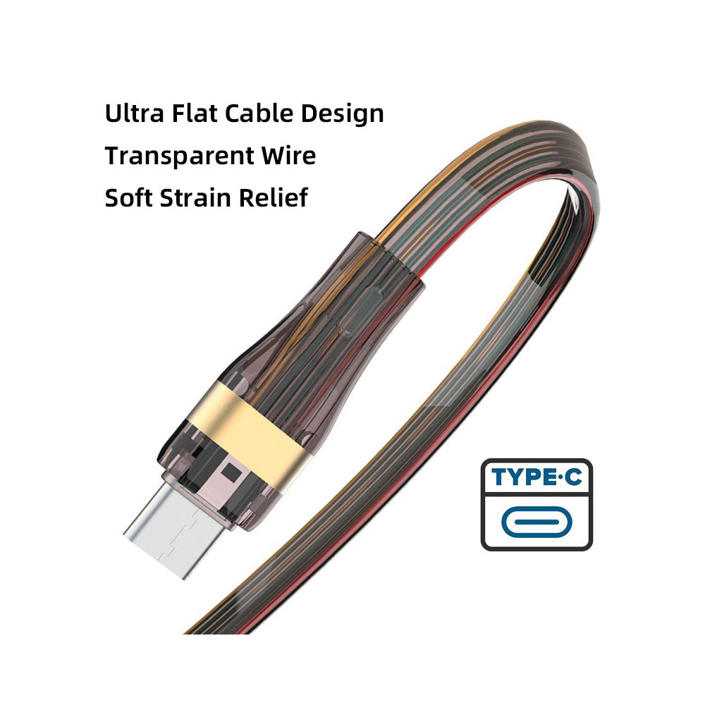 USB-C Type C to USB-C Ultra Slim Flat Power USB2.0 Data Cable 65W Fast Charge for Laptop Tablet Phone UC-003-FL