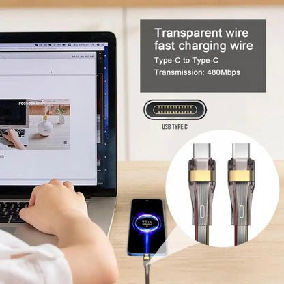 USB-C Type C to USB-C Ultra Slim Flat Power USB2.0 Data Cable 65W Fast Charge for Laptop Tablet Phone UC-003-FL