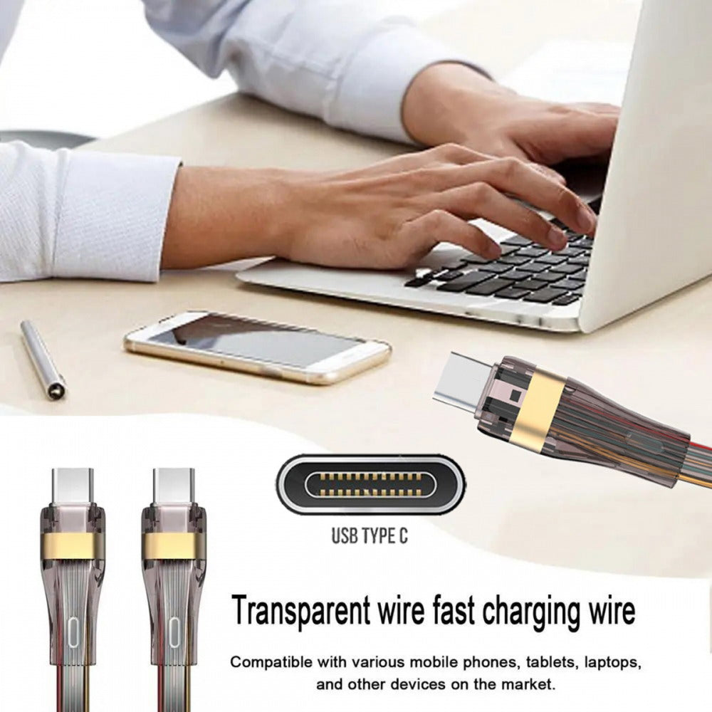 USB-C Type C to USB-C Ultra Slim Flat Power USB2.0 Data Cable 65W Fast Charge for Laptop Tablet Phone UC-003-FL