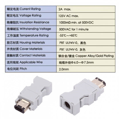 SM-6P I/O Connector IEEE 1394 6Pin CN3 Plug 55100-0670 Male JZSP-CMP9-1-E Compatible with Yaskawa Panasonic Servo 54280-0609 CN-010-MA