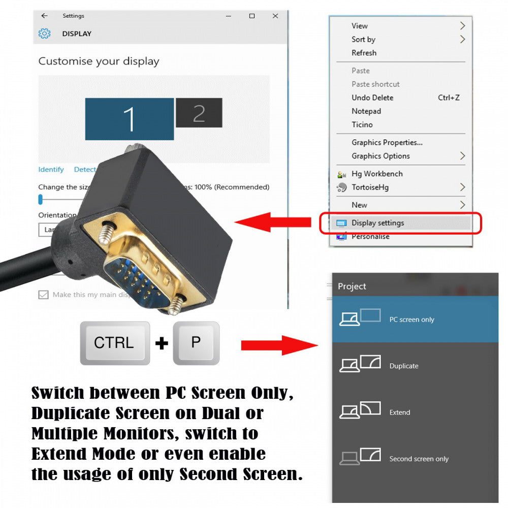 90 Degree Down Angled VGA RGB Male to Straight Male Extension Cable 3COAX+6C for Monitor Projector Computer DB-007-DN