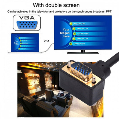 90 Degree Down Angled VGA RGB Male to Straight Male Extension Cable 3COAX+6C for Monitor Projector Computer DB-007-DN