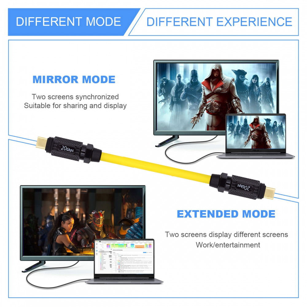 Ultra Soft High Flex USB-C USB4 Cable 20Gbps 140W 8K for Gaming Keyboard Mouse Type-C Male to Male Cable Power & Data UC-157-MM