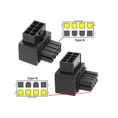 2pcs/lot ATX 8P EPS Male to Female 90 Degree Up Down Angled Power Header Adapter for CPU 12V PW-054