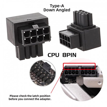 2pcs/lot ATX 8P EPS Male to Female 90 Degree Up Down Angled Power Header Adapter for CPU 12V PW-054