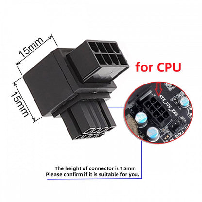2pcs/lot ATX 8P EPS Male to Female 90 Degree Up Down Angled Power Header Adapter for CPU 12V PW-054