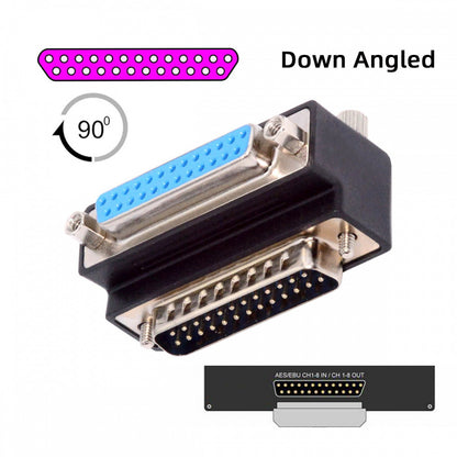 DSUB Parallel LPT AES/EBU DB25pin Male Nut to Female Screw Extension Adapter DB Connector Down 90 Degree Angled DB-008-DN
