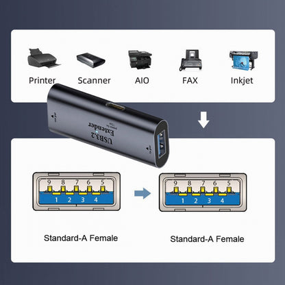 USB 3.0 Active Repeater Adapter Type-A Female to Type-A Female Extender with Chipset for Camera Printer Computer U3-010-AFAF