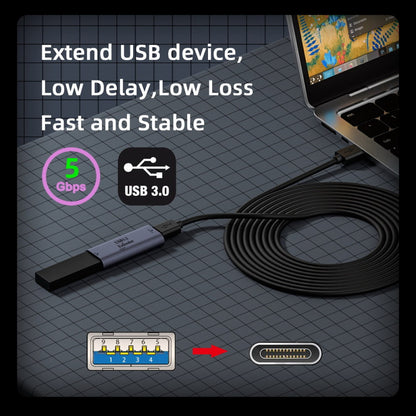 USB 3.0 Active Repeater Adapter Type-A Female Host to Type-C Female Device Extender with Chipset for Camera Printer Computer U3-010-AFCF