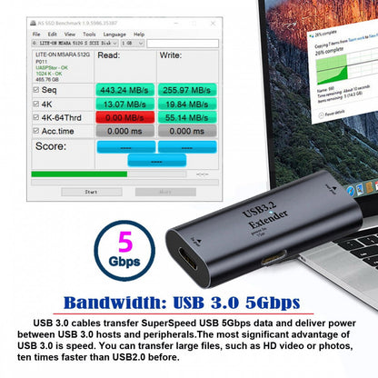 USB 3.0 Active Repeater Adapter Type-C Female Host to Type-A Female Device Extender with Chipset for Camera Printer Computer U3-010-CFAF