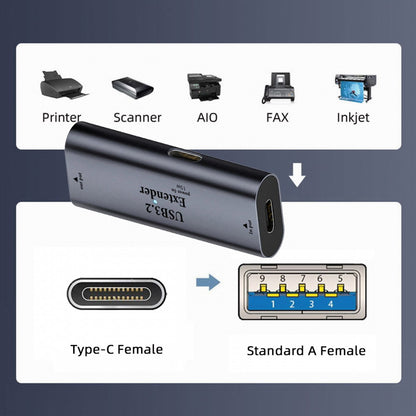 USB 3.0 Active Repeater Adapter Type-C Female Host to Type-A Female Device Extender with Chipset for Camera Printer Computer U3-010-CFAF