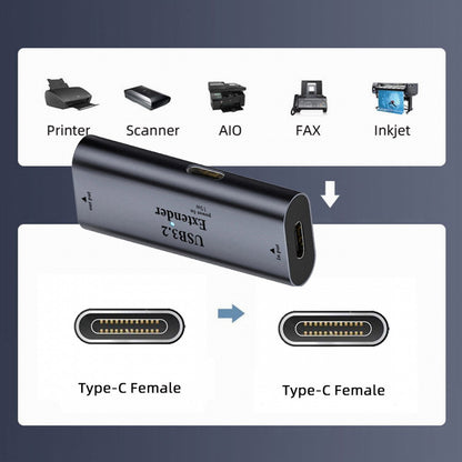 USB 3.0 Active Repeater Adapter Type-C Female to Type-C Female Extender with Chipset for Camera Printer Computer U3-010-CFCF