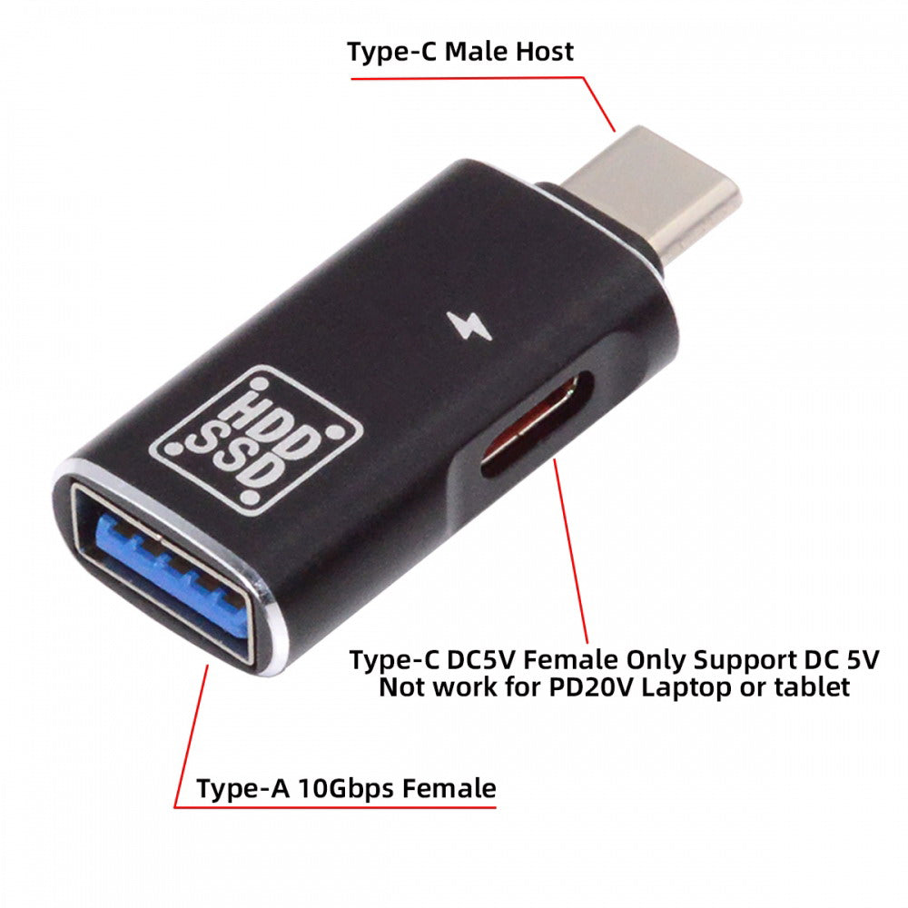 10Gbps USB-C Type-C to USB 3.0 Female OTG & DC 5V Power Adapter for Tablet Phone UC-035-AC