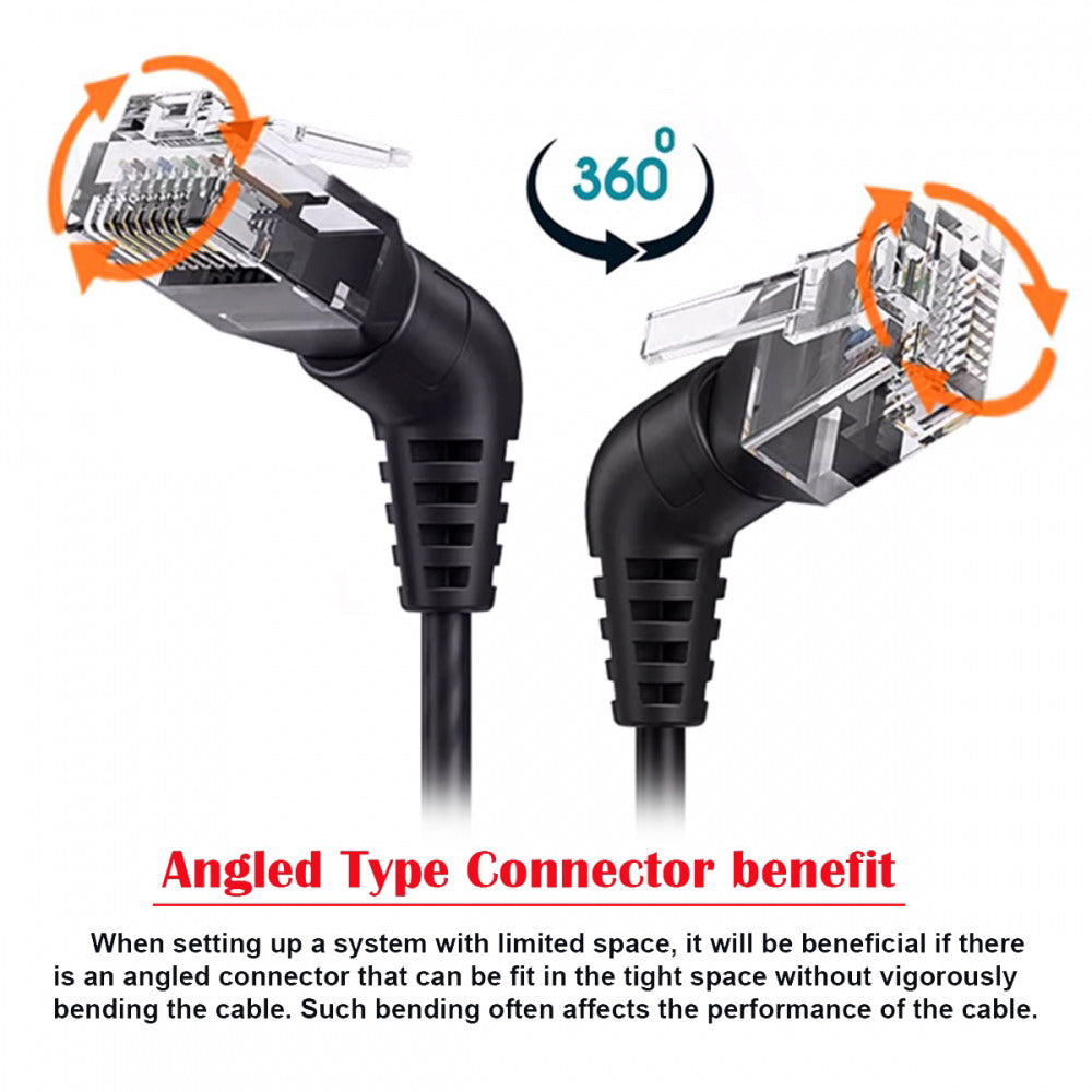 CAT6 UTP Male to Male 360 Degree Angled Rotating Cable RJ45 8P8C 1000Mbps for Lan Ethernet Network UT-023