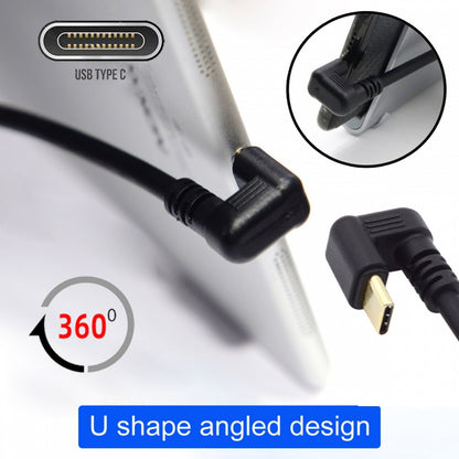 USB-C USB 3.1 Type-C Male to USB 3.0-A Female 10Gbps OTG Data Power Cable Opposite U Shape Back Angled UC-200-OS