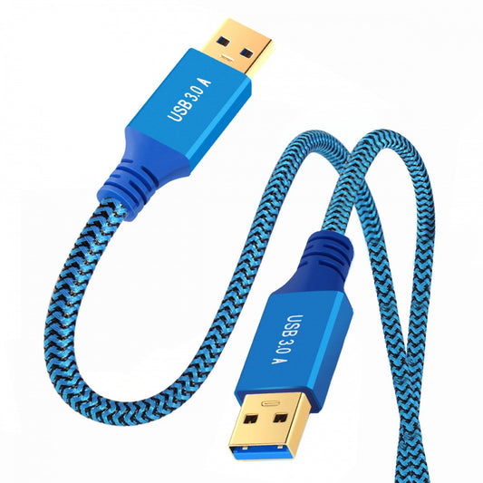 USB 3.0 Type-A Male to USB3.0 A Male Cable Extension Blue Sleeve 5Gbps for Disk SSD Camera Data U3-085-AM