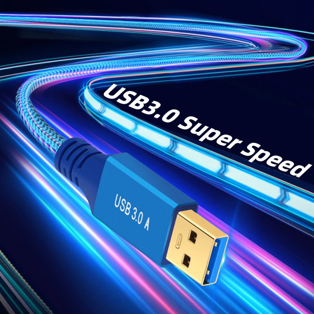 USB 3.0 Type-A Male to USB3.0 A Male Cable Extension Blue Sleeve 5Gbps for Disk SSD Camera Data U3-085-AM