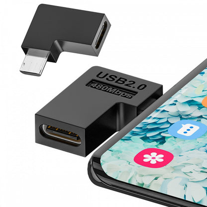 4pcs/lot USB-C USB2.0 Type C Female to Micro USB Male Power Data Adapter 90 Degree Left Angled Type UC-102-LE-4PCS