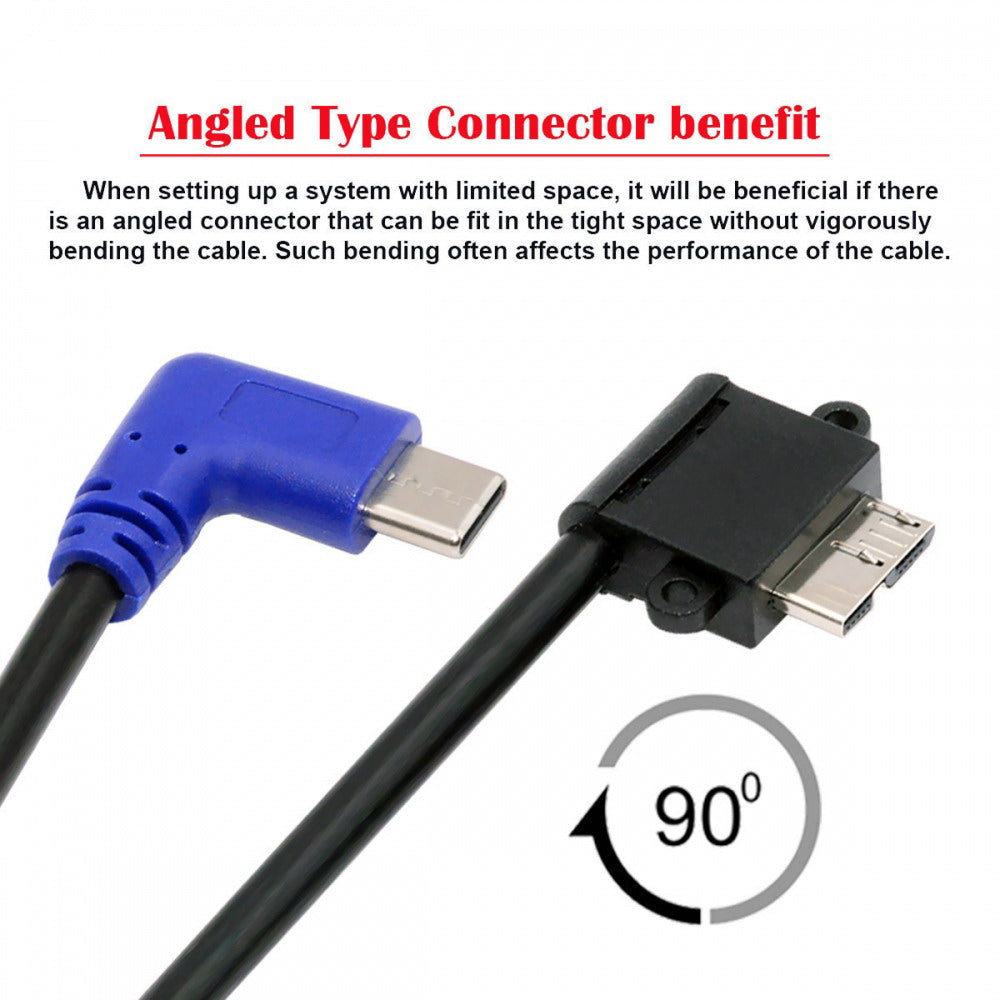 Angled USB-C Type-C Host to Micro USB3.0 90 Degree Right Angled for Industrial Camera Storage Phone UC-166