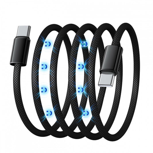 USB-C to Type-C Cable Magnetic Auto Retract Coiled 65W PD for Car Phone Laptop Retractable UC-003-MG