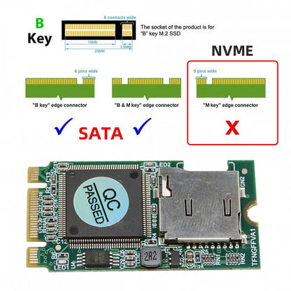 22x42mm M.2 NGFF B-Key to Micro SD T-Flash TF Card Rearder B+M Key Adapter Embedded for Industrial Mobile SSD EP-041-2242MM