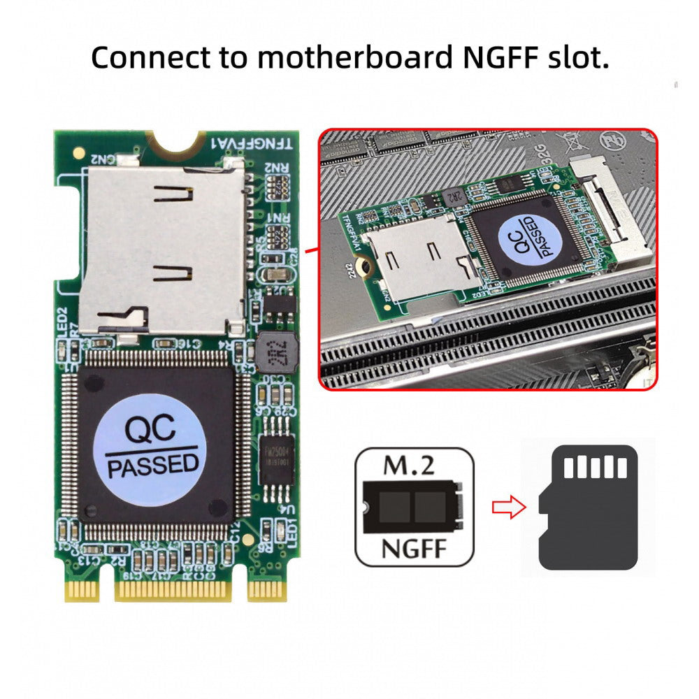 22x42mm M.2 NGFF B-Key to Micro SD T-Flash TF Card Rearder B+M Key Adapter Embedded for Industrial Mobile SSD EP-041-2242MM