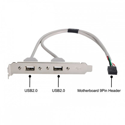 Dual Port USB 2.0 to Motherboard 9Pin 10Pin Header Extension Adapter Cable with Bracket U2-142