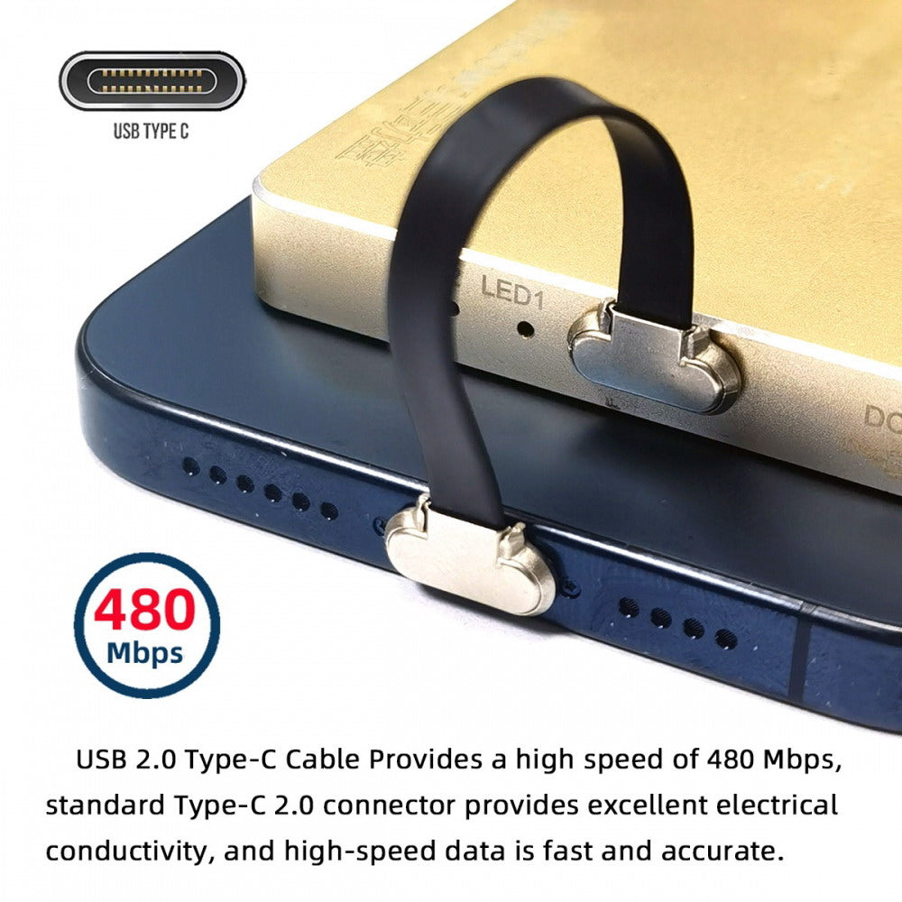 Angled USB-C Type C to USB-C Ultra Slim Flat Power USB2.0 Data Cable 65W Fast Charge for Laptop Tablet Phone UC-170-0.07M