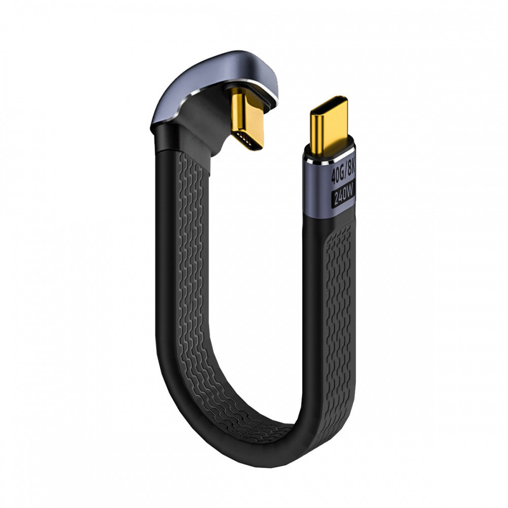 240W Type-C USB-C Male to Male USB4 40Gbps 100W 8K Flat Slim FPC Data Opposite U Shape Back Angled Cable for Laptop Phone 13cm UC-002-0.13S