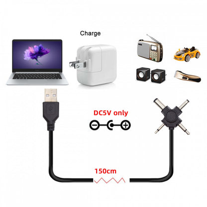 USB 2.0 Type-A Male to 4-in-1 DC 5V 5.5x2.1mm 4.0x1.7mm Mono 3.5mm 2.5mm Power Plug Barrel Connector Charge Cable PW-010-MO