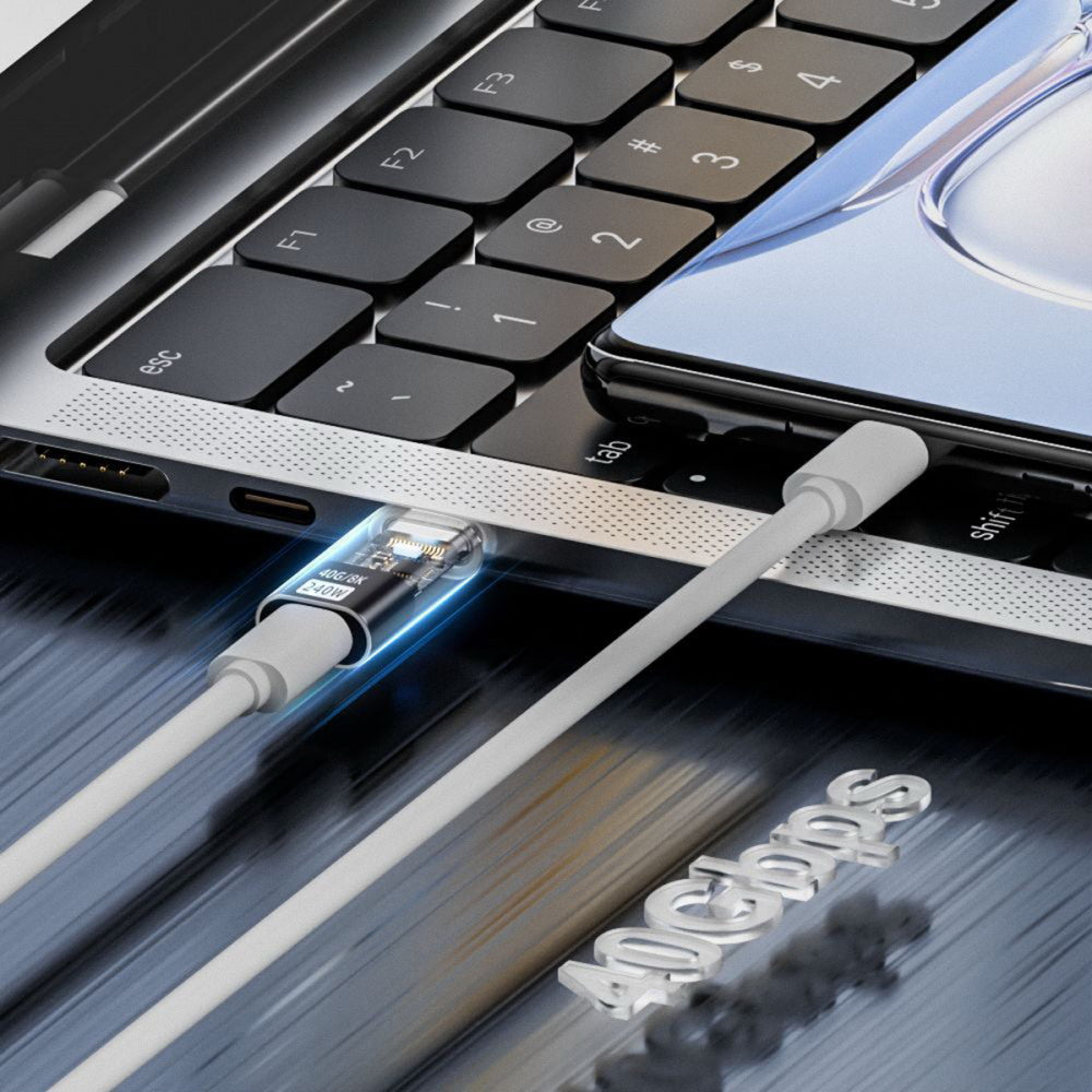 Transparent LED USB4 Type C Male to Female Extension 240W Power 40Gbps Data 8K Video Adapter for Phone Laptop UC-103-TR