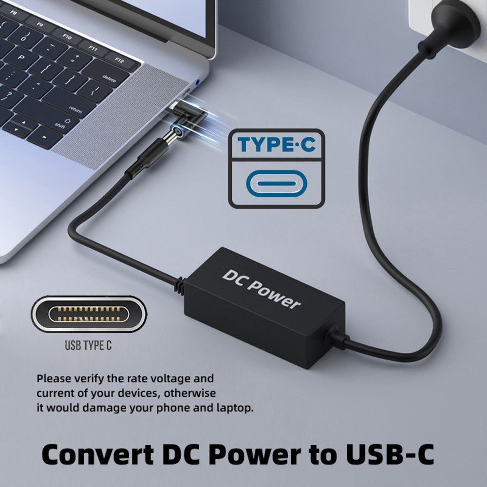 140W 100W DC Jack 5.5x2.1mm Input to USB-C Type-C Angled 90 Degree Power Plug Charge Adapter for Laptop Phone UC-066-5521MM