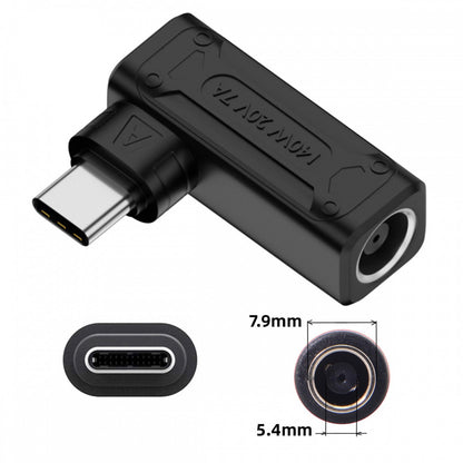 140W 100W DC Jack 7.9x5.4mm Input to USB-C Type-C Angled 90 Degree Power Plug Charge Adapter for Laptop Phone UC-066-7954MM