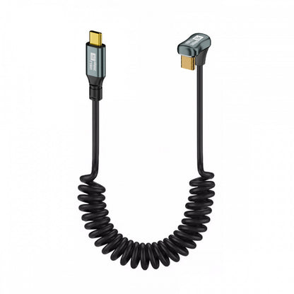 Stretch Coiled USB-C USB4 Cable 20Gbps 100W 8K Type-C Opposite Back Angled Male to Male Cable Power & Data for Laptop Keyboard Tablet UC-164-OS-1.8M