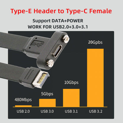 USB 3.2 Type-E IDC 20Pin Front Panel Header to USB-C Type-C Female Extension Cable 20Gbps with Panel Mount Screw UC-037-20G