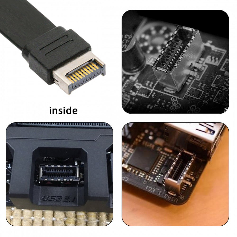 USB 3.2 Type-E IDC 20Pin Front Panel Header to USB-C Type-C Female Extension Cable 20Gbps with Panel Mount Screw UC-037-20G