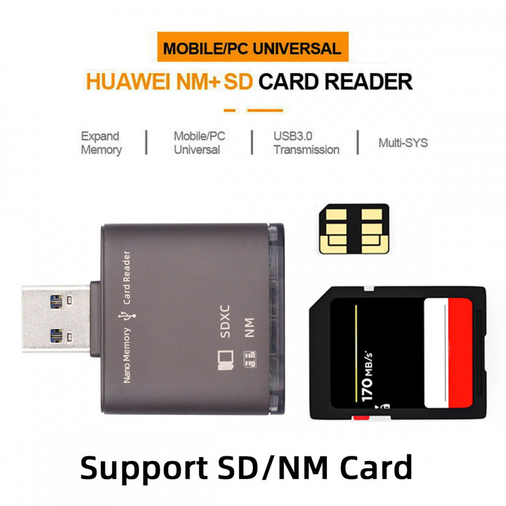 USB 3.0 to NM Nano Memory Card & SD Card Reader Writerfor Mate Seial Phone & Camera & Laptop U3-061